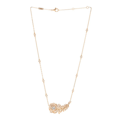 Boucheron 18K Rose Gold Diamond Plume de Paon Pendant Necklace 3 of 5