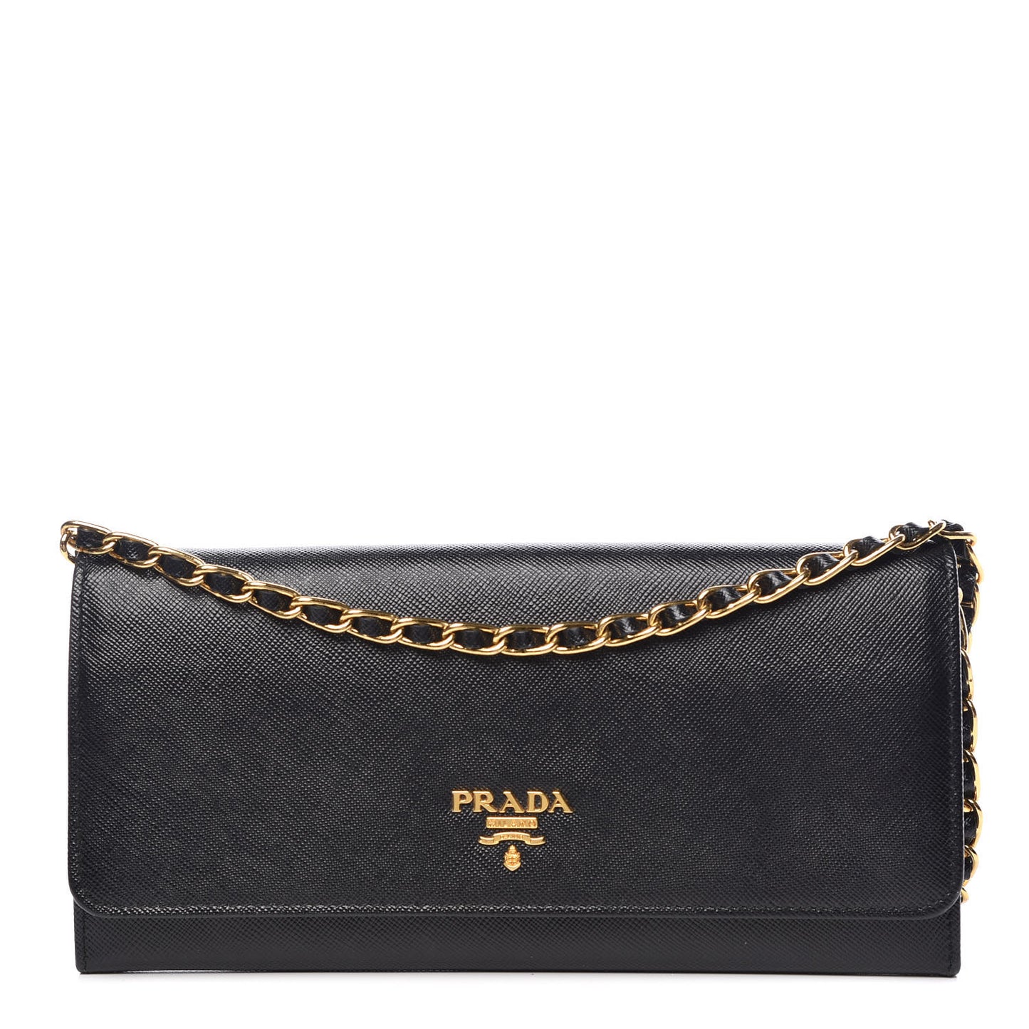 Saffiano Metal Oro Chain Wallet Black
