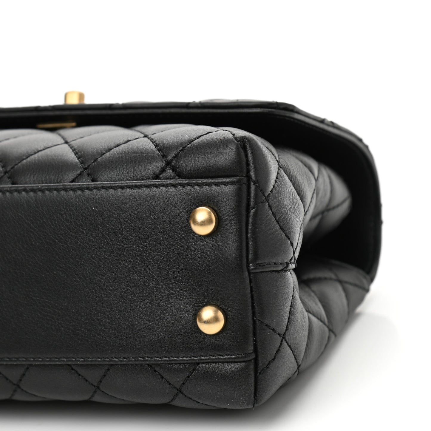 Calfskin Strass Quilted Mini Coco Handle Flap Black