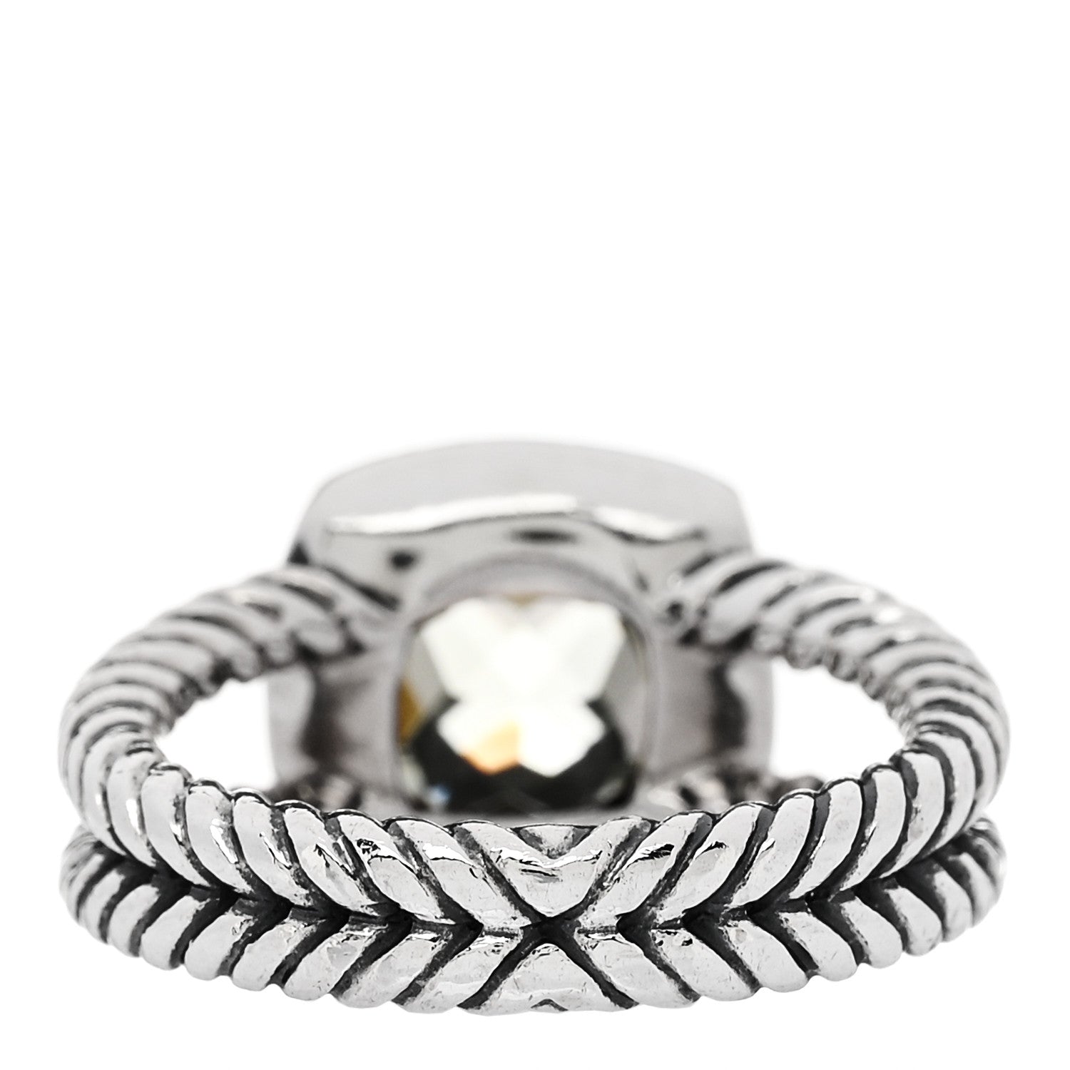 David Yurman Sterling Silver Diamond Prasiolite 7mm Petite Albion Ring 49 5 4 of 5