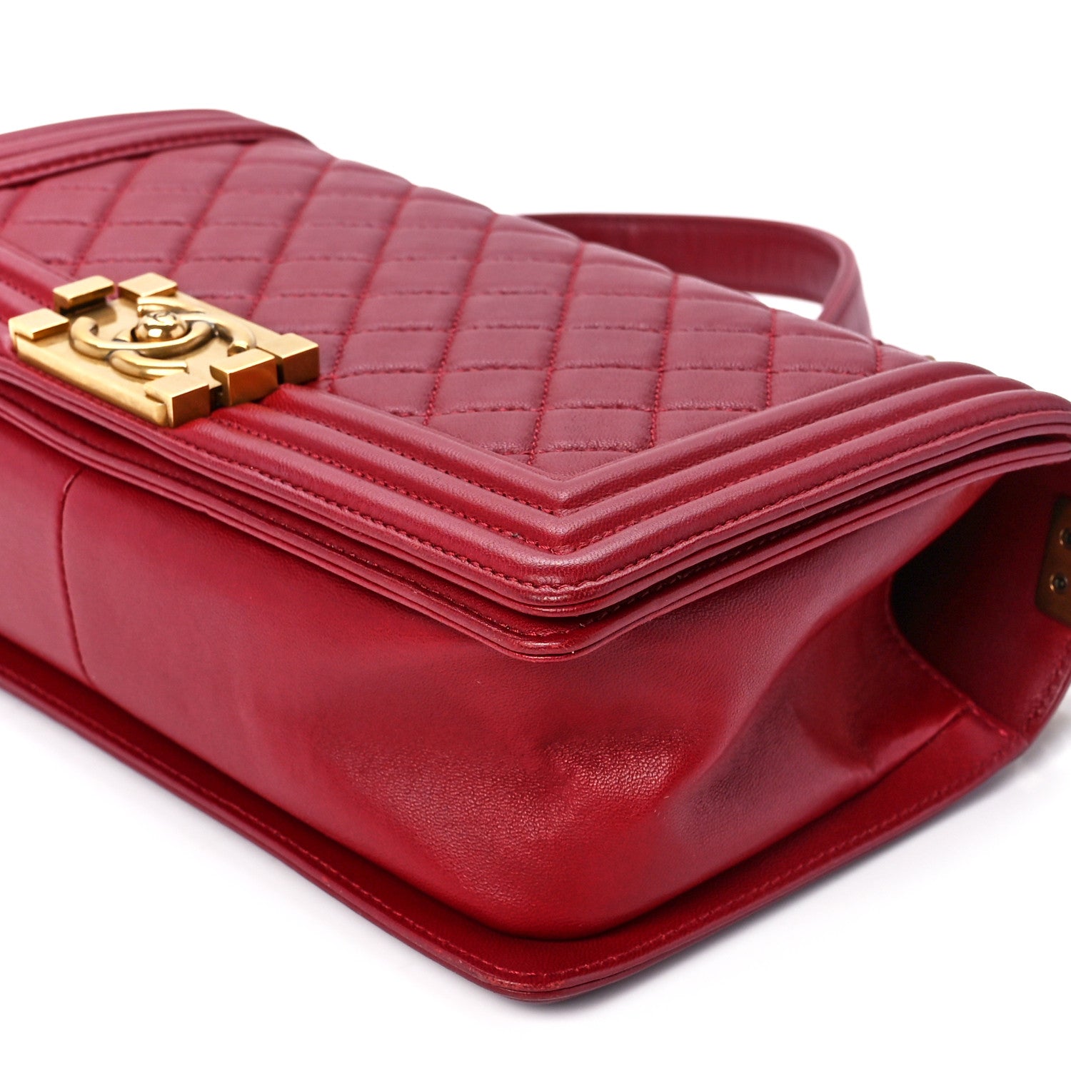 Chanel Lambskin Quilted Medium Boy Flap Dark Red 11 of 11