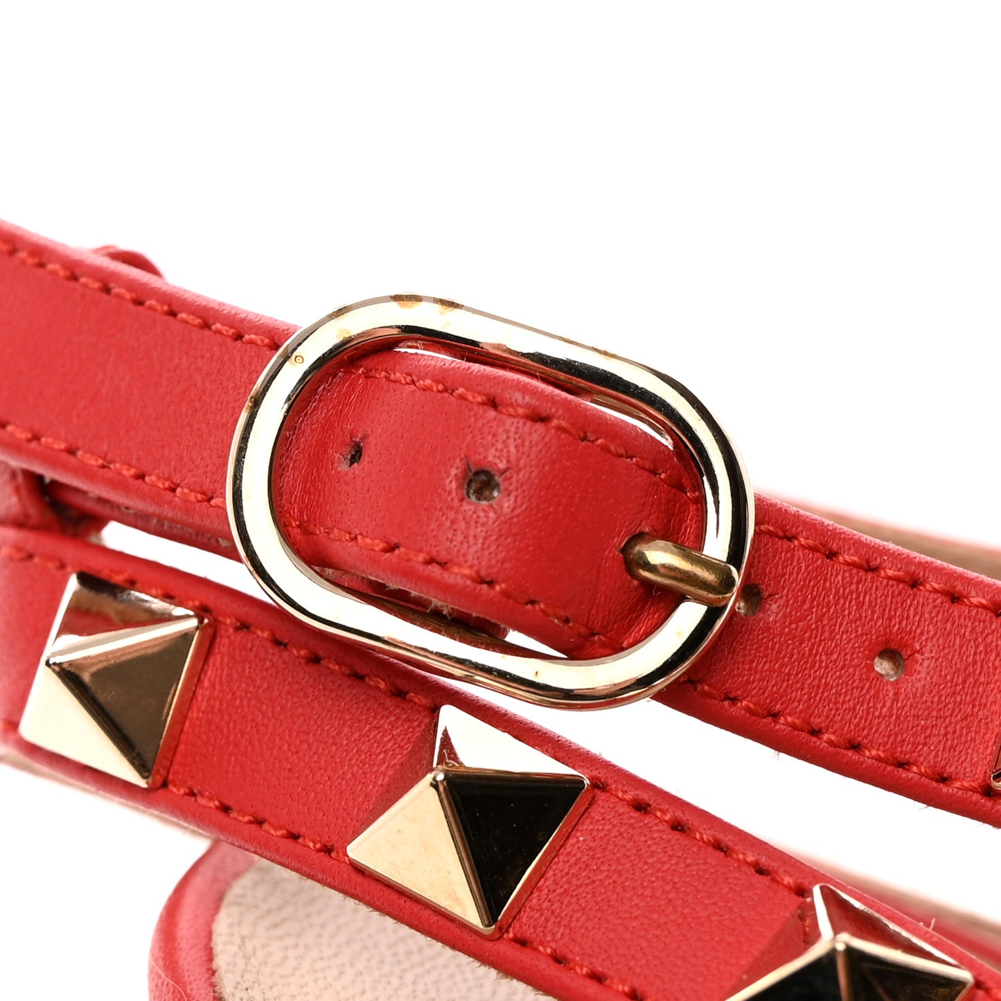 Pebbled Calfskin Rockstud Ankle Strap 100mm Pumps 37 Rock Pink