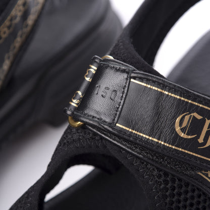 Gucci Nappa Mesh Chambre des Squelettes Mens Aguru Sandals 9 Black Gold 12 of 13