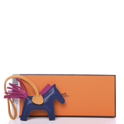 Hermes Milo Lambskin Grigri Rodeo Horse Bag Charm PM Bleu Saphir Rose Pourpre Bouton D'Or 4 of 4