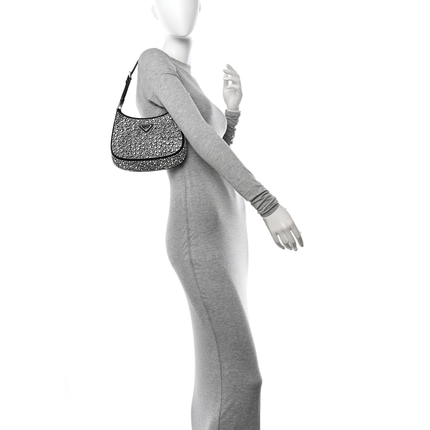 Satin Crystal Cleo Adjustable Strap Shoulder Bag Metal