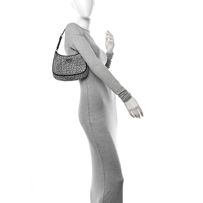 Prada Satin Crystal Cleo Adjustable Strap Shoulder Bag Metal 2 of 9