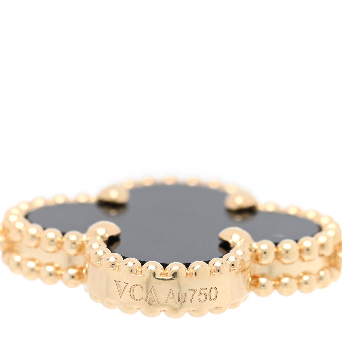 18K Yellow Gold Black Onyx 5 Motifs Vintage Alhambra Bracelet