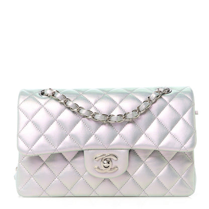 Chanel Iridescent Calfskin Quilted Small Double Flap Light Purple 1 of 12