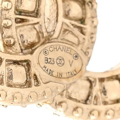 Chanel Crystal Timeless CC Earrings Light Gold 4 of 7