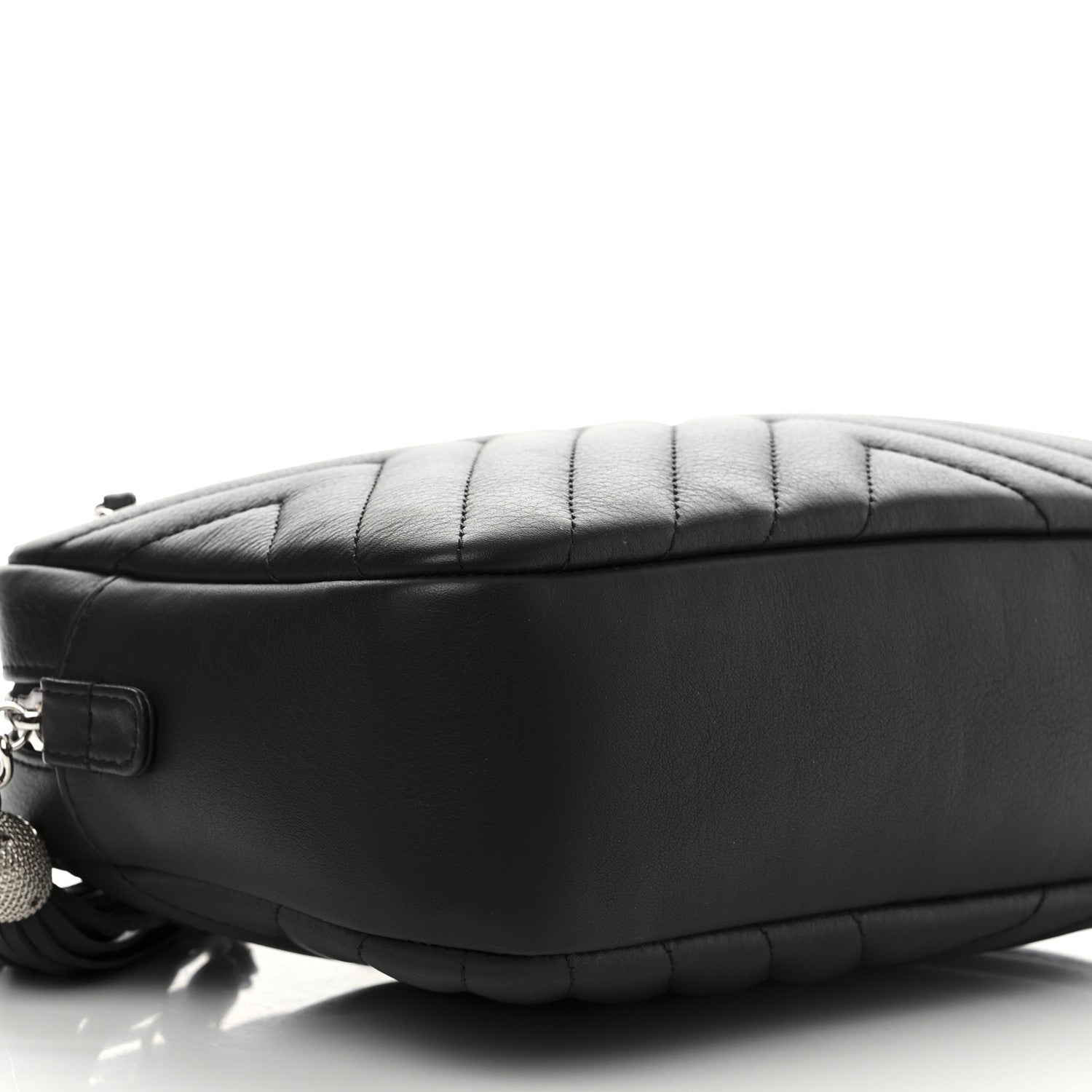 Chanel Calfskin Diagonal Chevron Quilted Tassel Camera Case Black 11 of 12