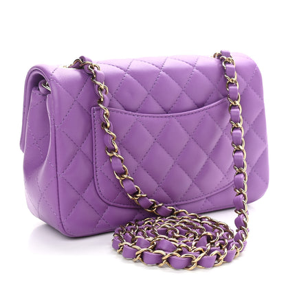 Chanel Lambskin Quilted Mini Rectangular Flap Purple 2 of 8