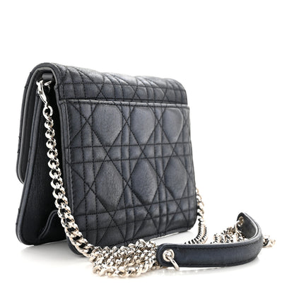 Christian Dior Metallic Calfskin Cannage Miss Dior Promenade Pouch Black 2 of 9