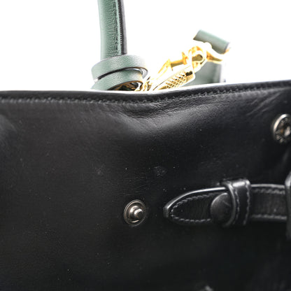Prada City Calfskin Medium Colorblock Bibliothèque Tote Green Black 11 of 12
