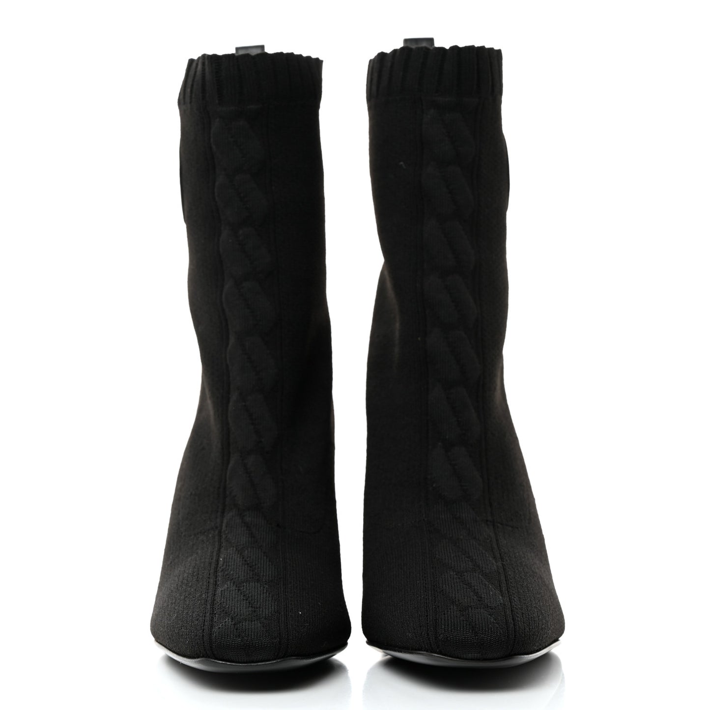 Knit Calfskin Volver 90 Ankle Boots 37 Black