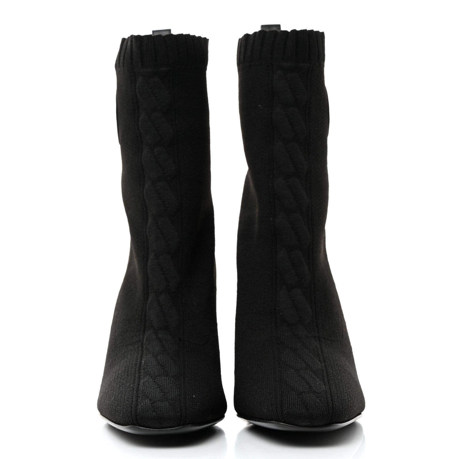 Hermes Knit Calfskin Volver 90 Ankle Boots 37 Black 2 of 9
