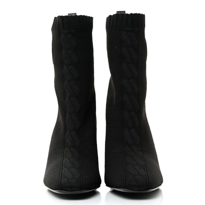 Hermes Knit Calfskin Volver 90 Ankle Boots 37 Black 2 of 9