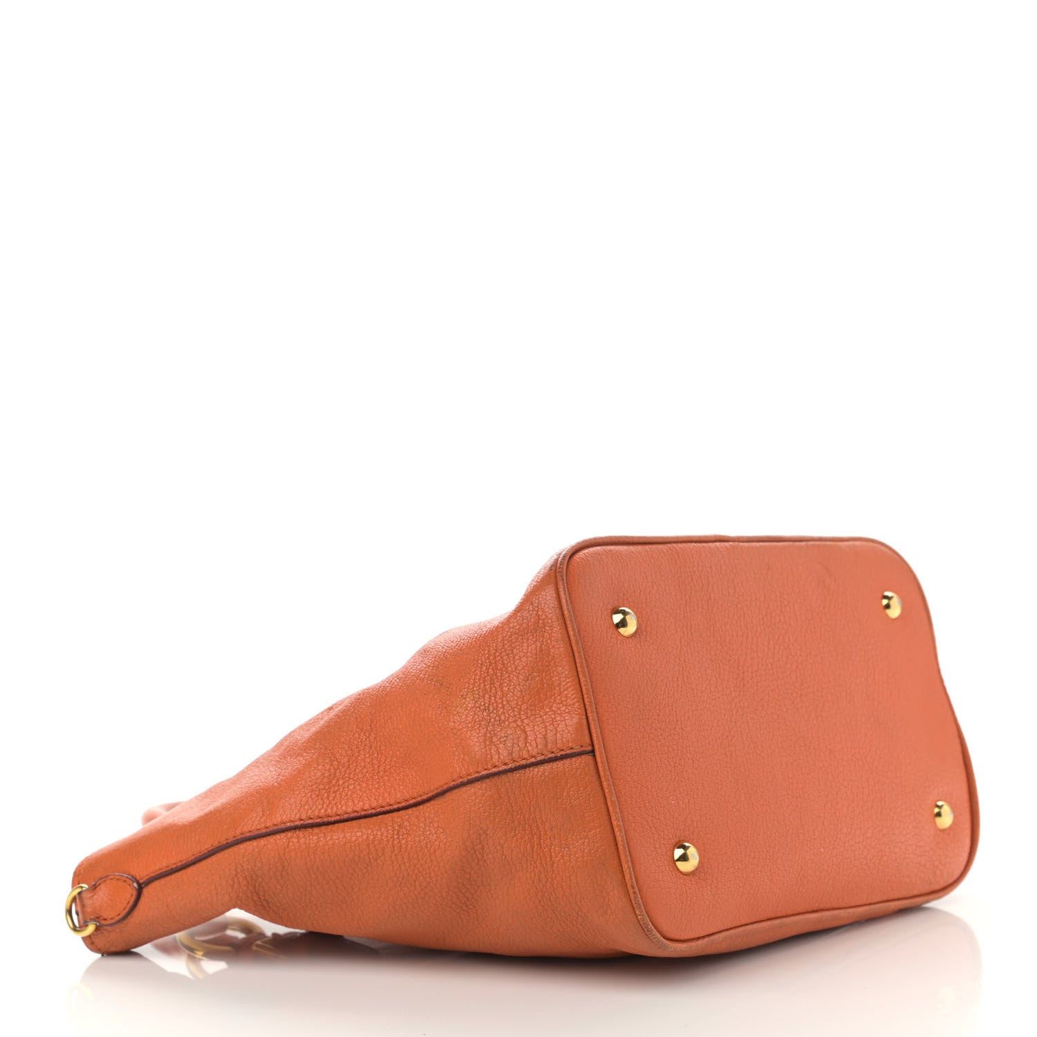 Miu Miu Goatskin Madras Zip Tote Papaya 4 of 18