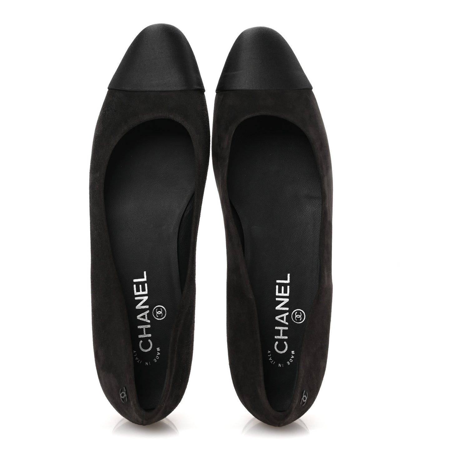 Suede Satin Cap Toe Ballerina Flats 40 Grey