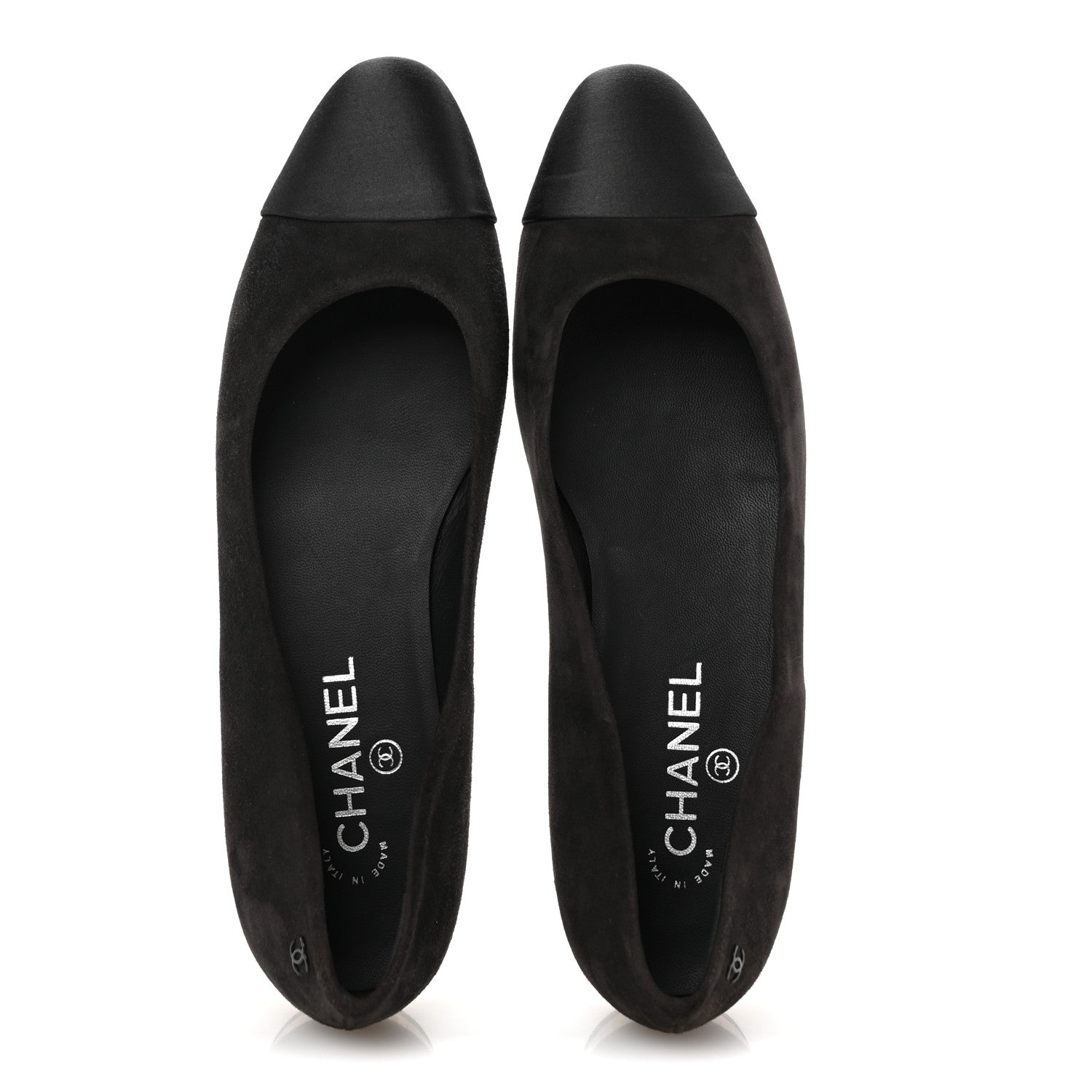 Chanel Suede Satin Cap Toe Ballerina Flats 40 Grey 2 of 10