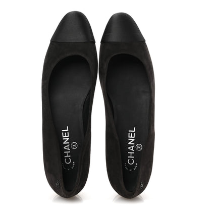 Chanel Suede Satin Cap Toe Ballerina Flats 40 Grey 2 of 10