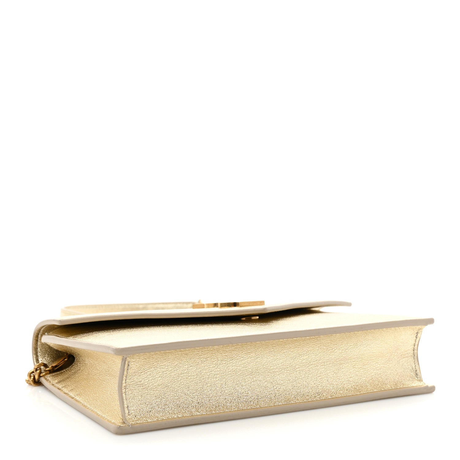 Saint Laurent Metallic Calfskin Monogram Envelope Chain Wallet Gold 4 of 16