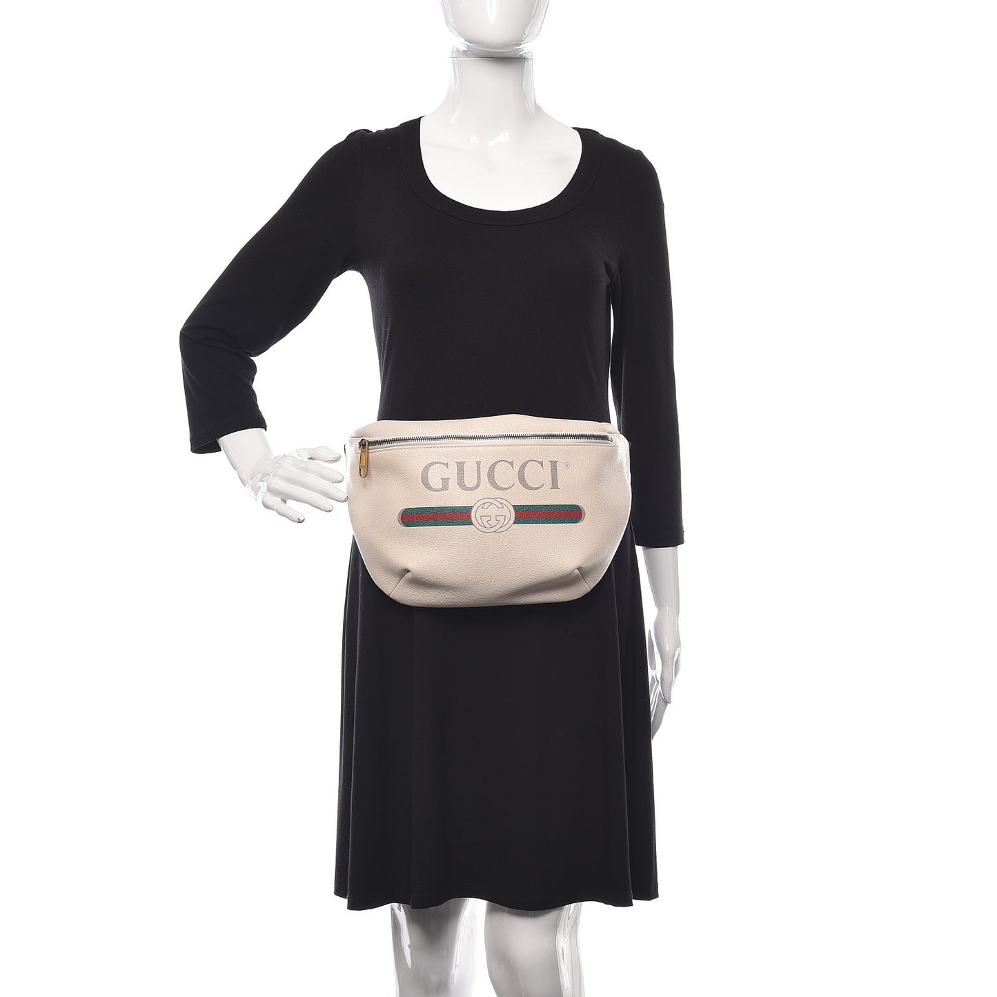 Grained Calfskin Logo Belt Bag White