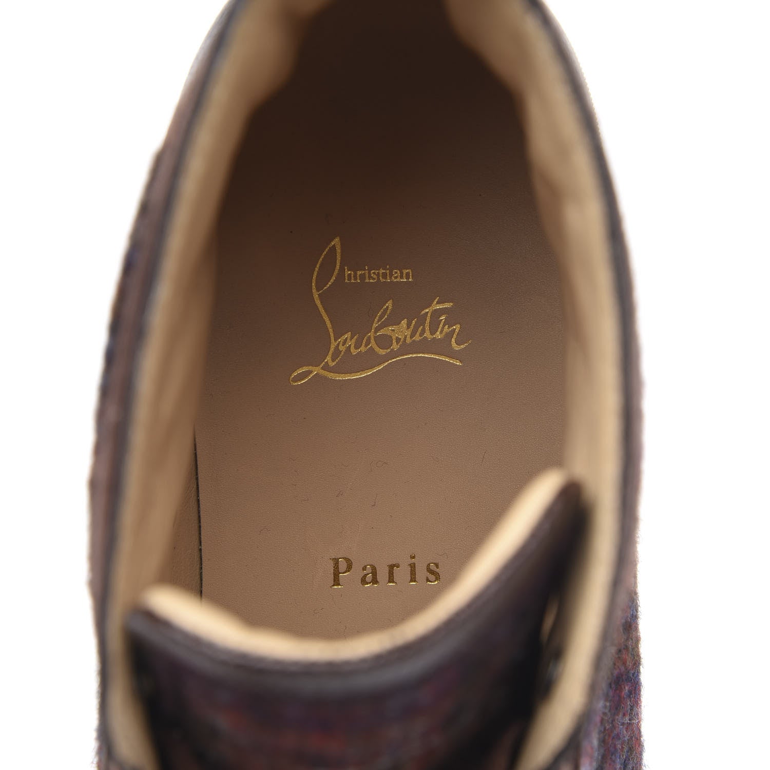 Christian Louboutin Calfskin Wool Snowflake Veau Velours Mens Lulu Flat Sneakers 45.5 Expresso Merlot 6 of 11