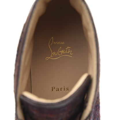 Christian Louboutin Calfskin Wool Snowflake Veau Velours Mens Lulu Flat Sneakers 45.5 Expresso Merlot 6 of 11