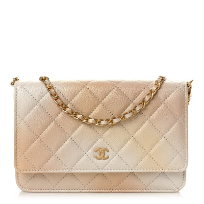 Chanel Metallic Goatskin Quilted Ombre Wallet On Chain WOC Gold 1 of 9