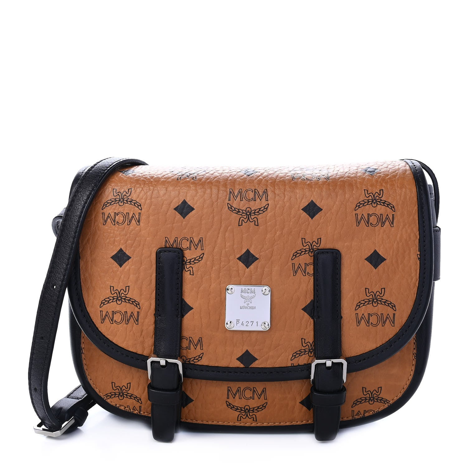 MCM Visetos Small Crossbody Flap Messenger Cognac 1 of 9