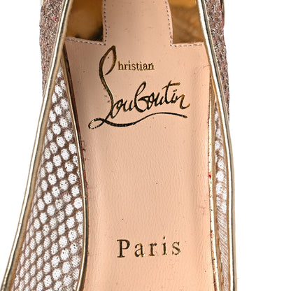 Christian Louboutin Metallic Fishnet Follies Resille 100 Pumps 37.5 Gold 7 of 7