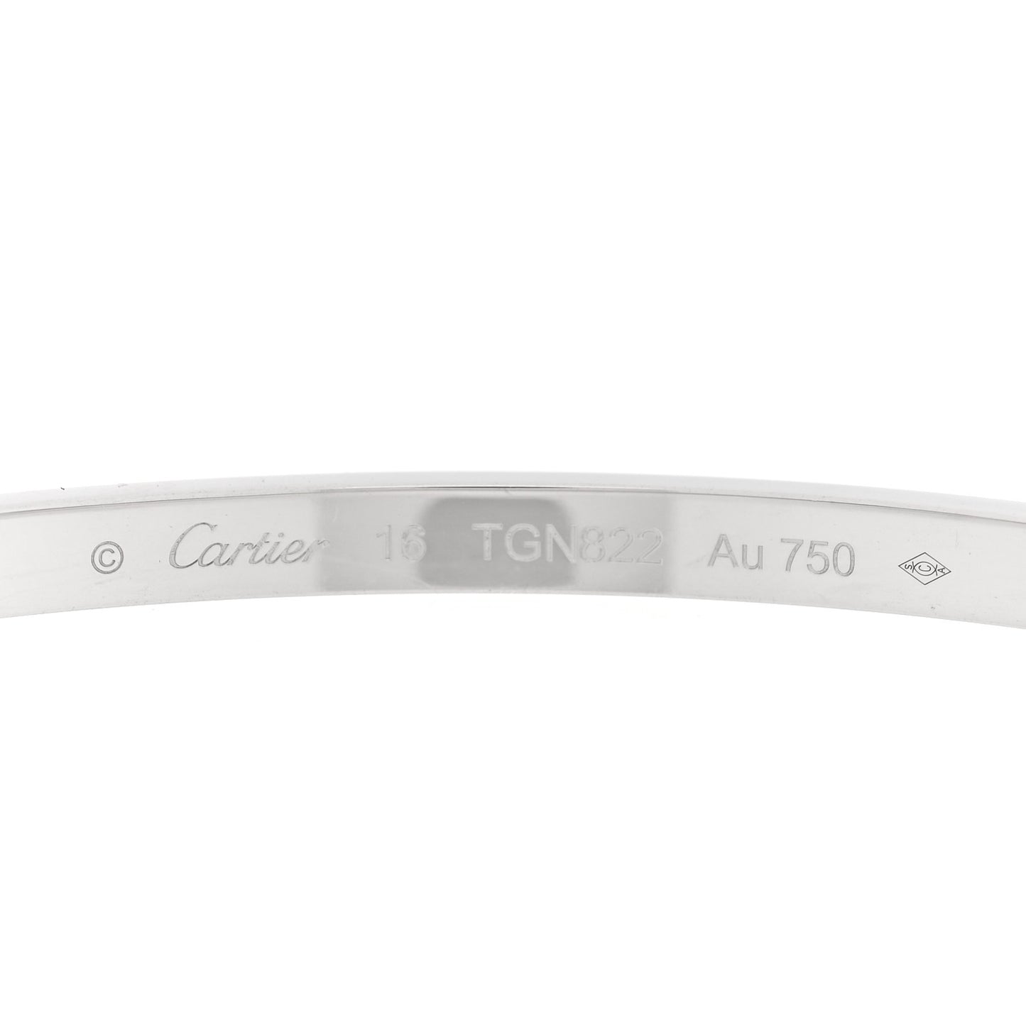 18K White Gold 6 Diamond Small LOVE Bracelet 16
