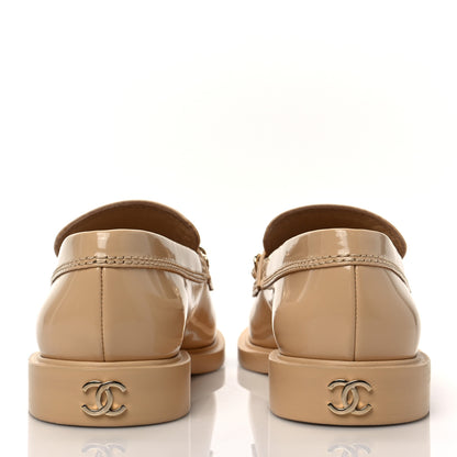Chanel Shiny Calfskin Bonnie and Clyde Logo Loafers 36.5 Beige 5 of 10