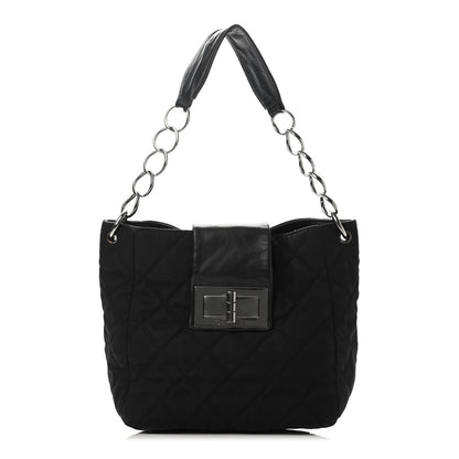 Chanel Lambskin Nylon Quilted Mademoiselle Shoulder Bag Black 1 of 4