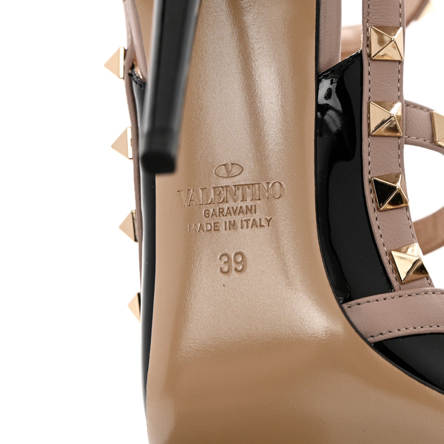 Patent Nappa Rockstud Ankle Strap 100mm Pumps 39 Black Poudre
