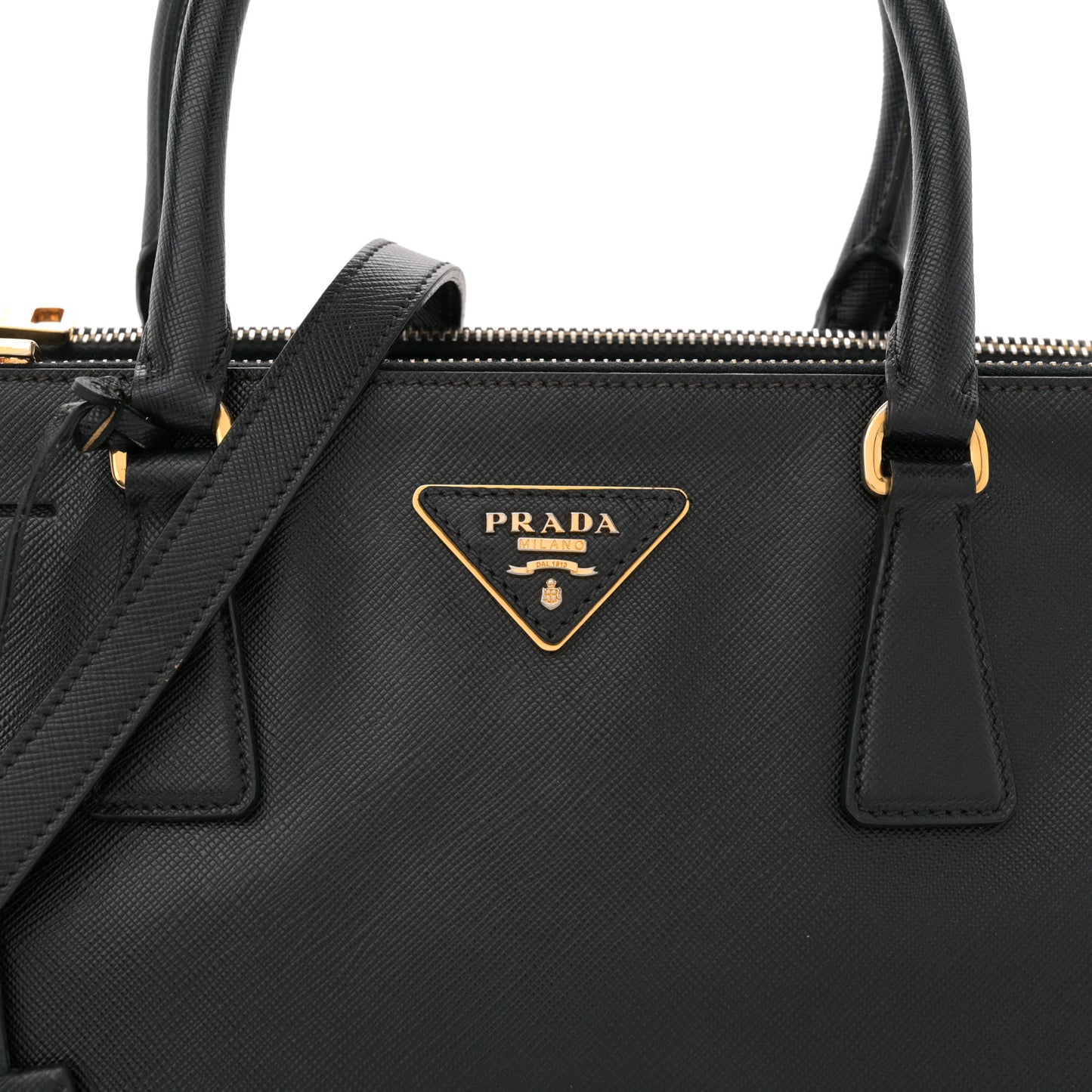 Saffiano Small Galleria Double Zip Tote Black