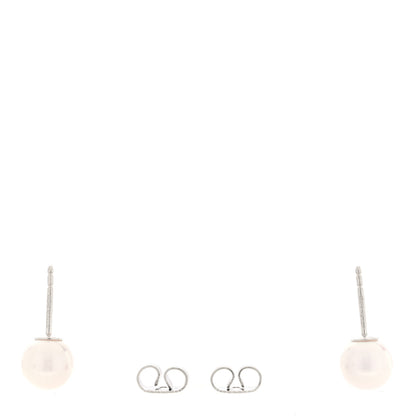 Tiffany 18K White Gold Akoya Cultured Pearl 7-7.5mm Signature Earrings 3 of 4