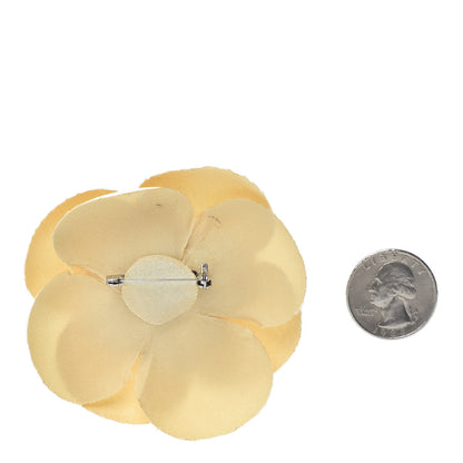 Chanel Crepe Satin Camellia Brooch Pin Beige 3 of 4