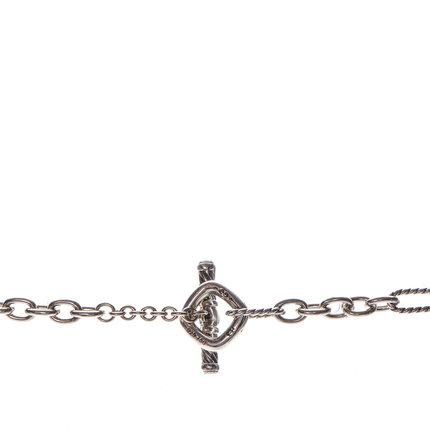 David Yurman Sterling Silver 18K Yellow Gold Baroque Pearl Long Figaro Chain Necklace 4 of 5