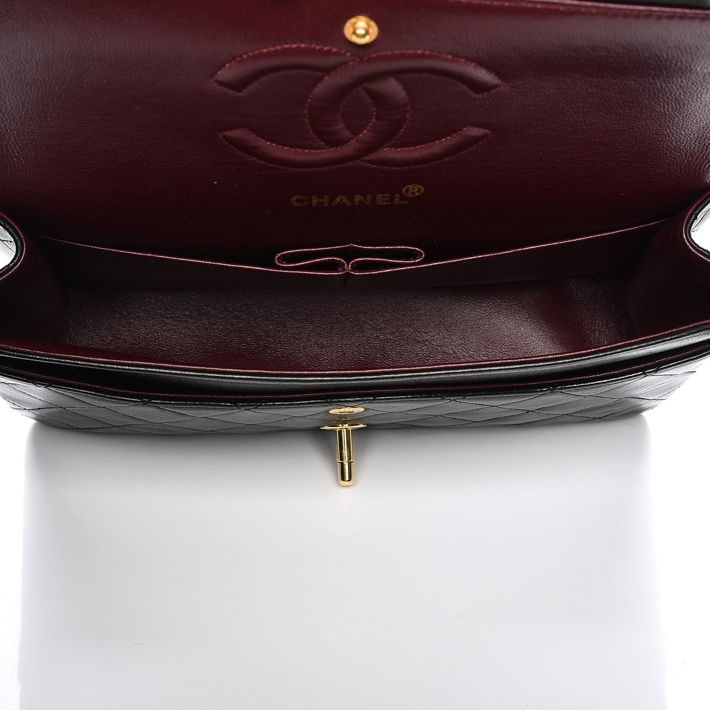 Lambskin Quilted Medium Double Flap Black