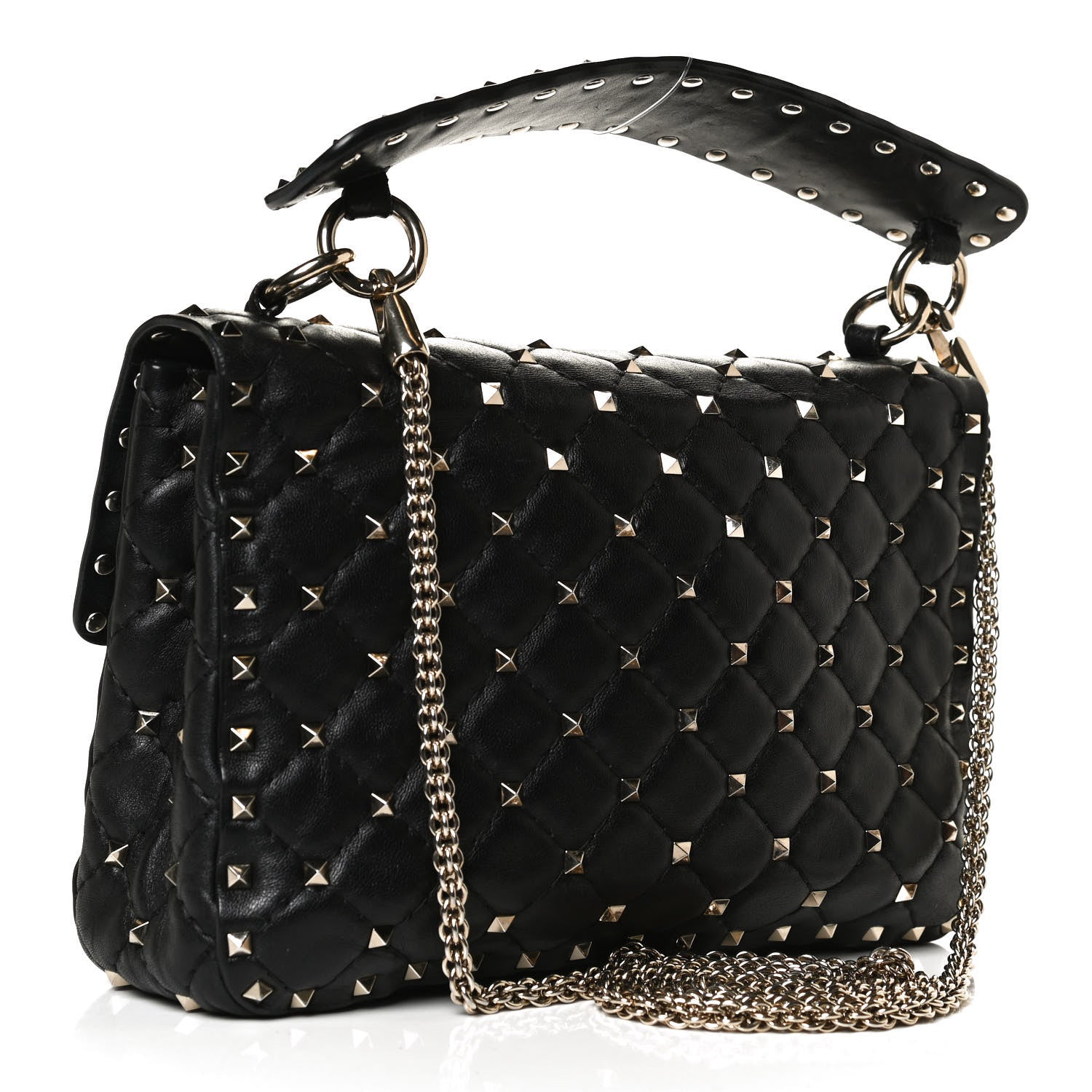 Valentino Garavani Lambskin Medium Rockstud Spike Shoulder Bag Black 3 of 15