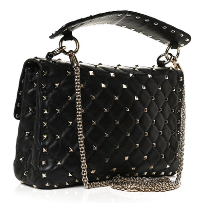 Valentino Garavani Lambskin Medium Rockstud Spike Shoulder Bag Black 3 of 15
