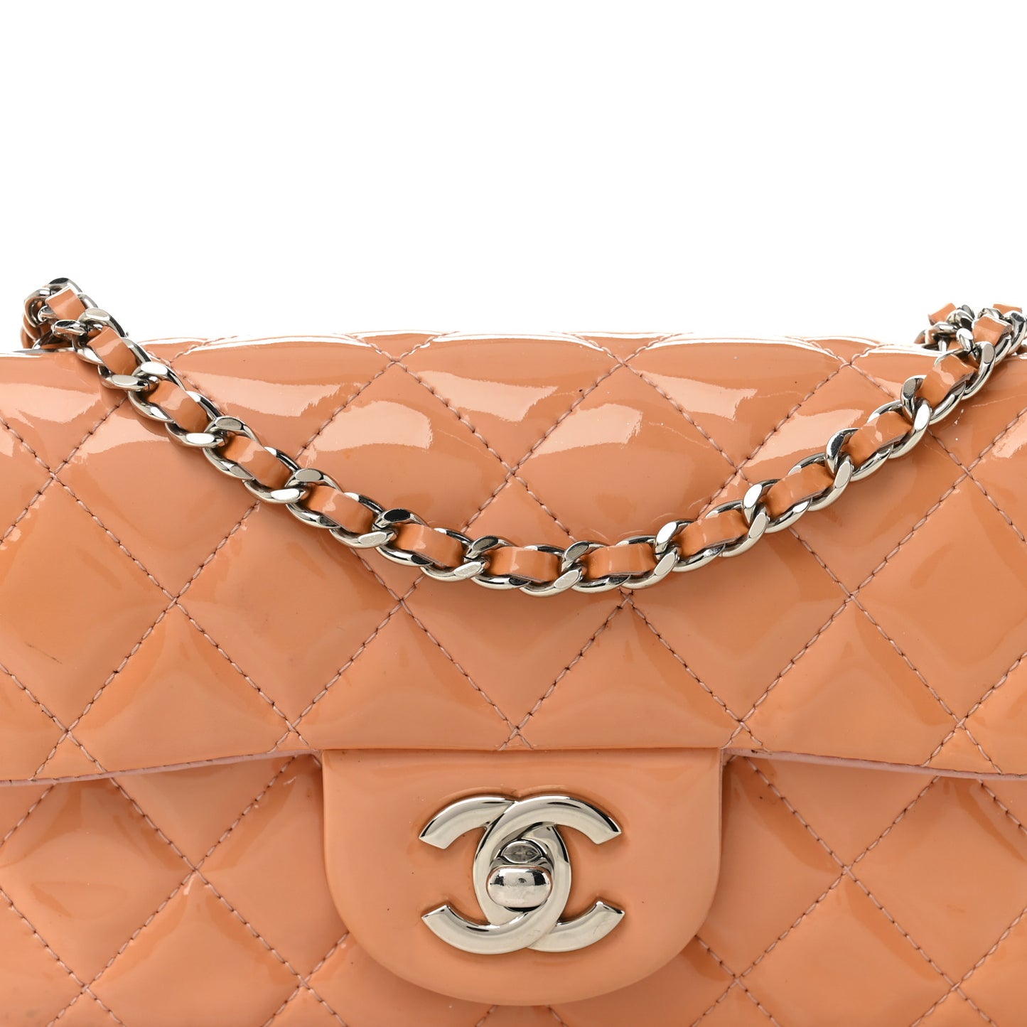 Patent Calfskin Quilted Extra Mini Rectangular Flap Pink