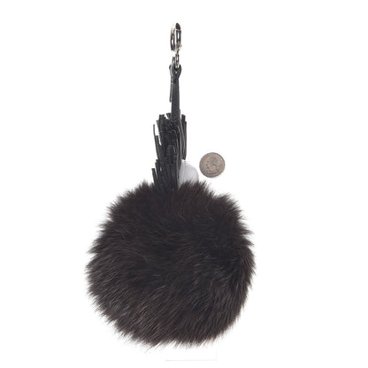 Fendi Fox Fur Shiny Nappa Bi-Color Super Karlito Pom Pom Bag Charm Moro Rosso Chiaro 2 of 3