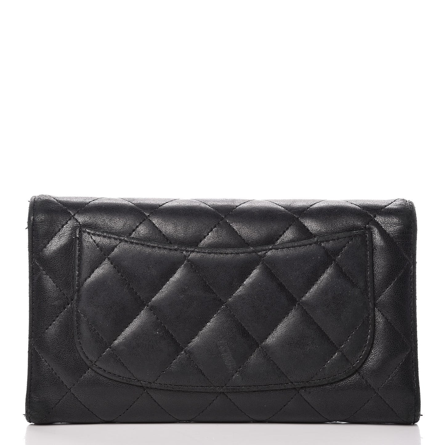 Lambskin Quilted Large Flap Wallet Black