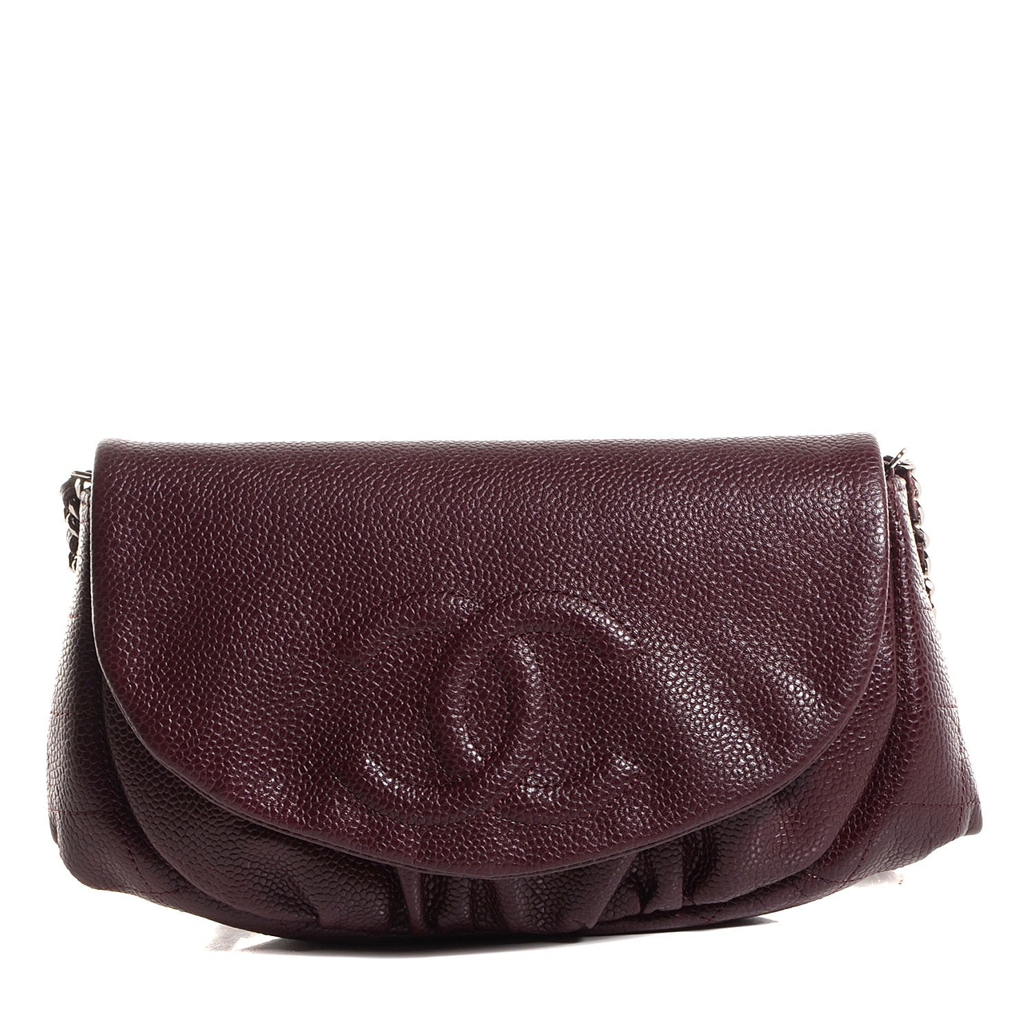 Chanel Caviar Half Moon Wallet On Chain WOC Bordeaux 1 of 7
