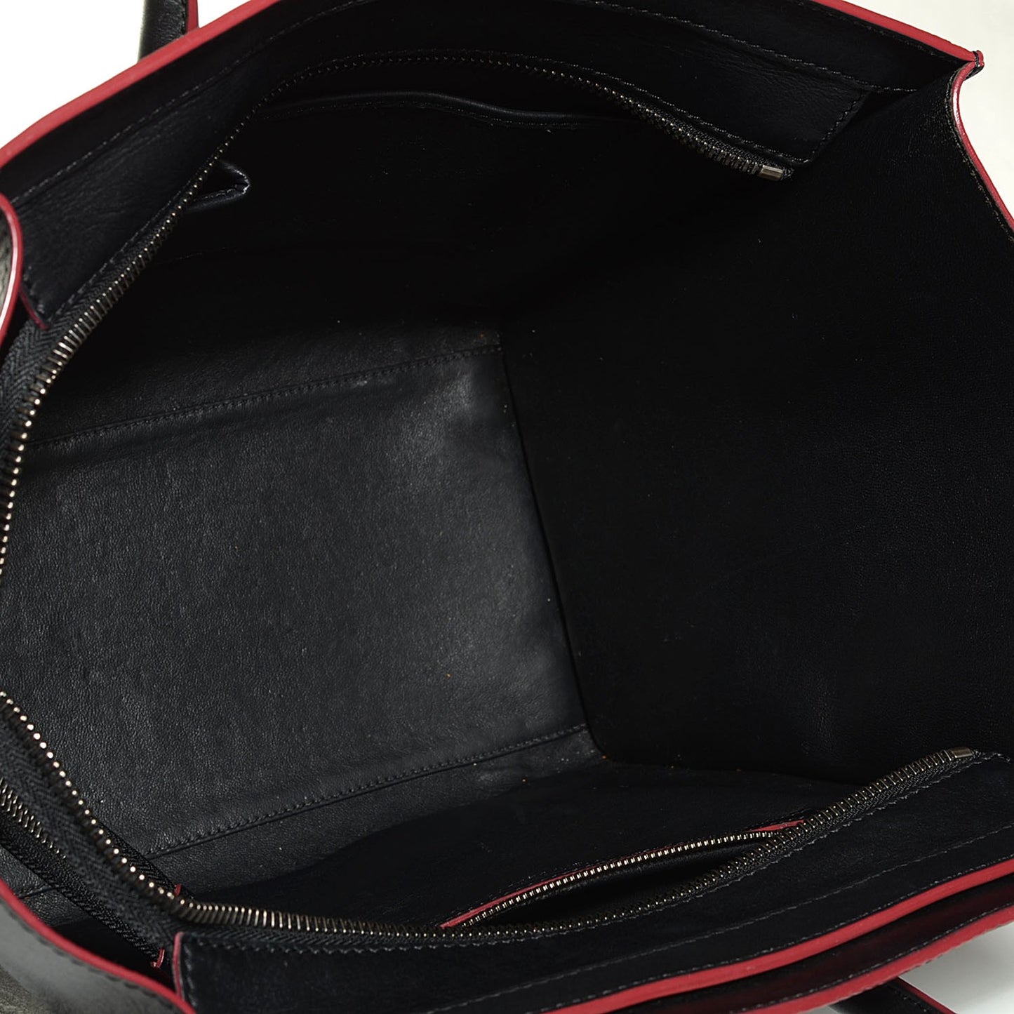 Smooth Calfskin Mini Luggage Black Pink Trim