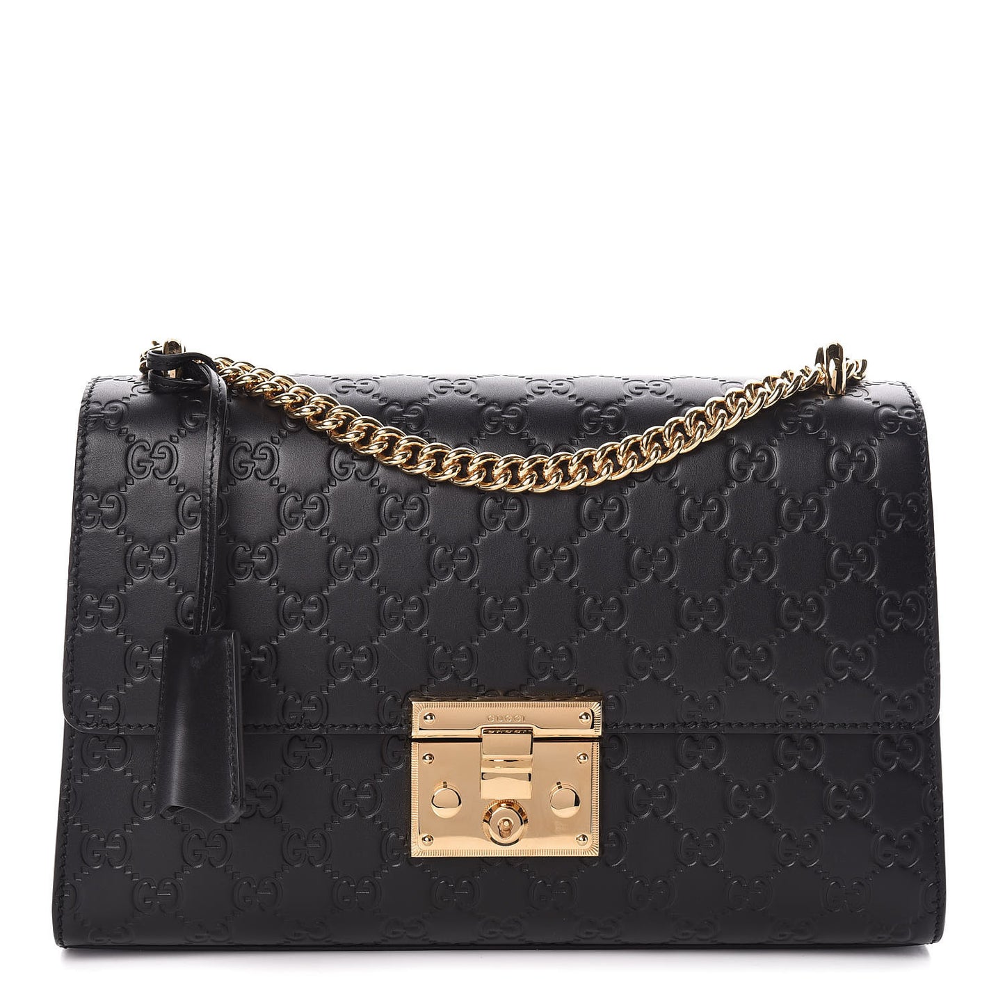 Guccissima Medium Padlock Shoulder Bag Black