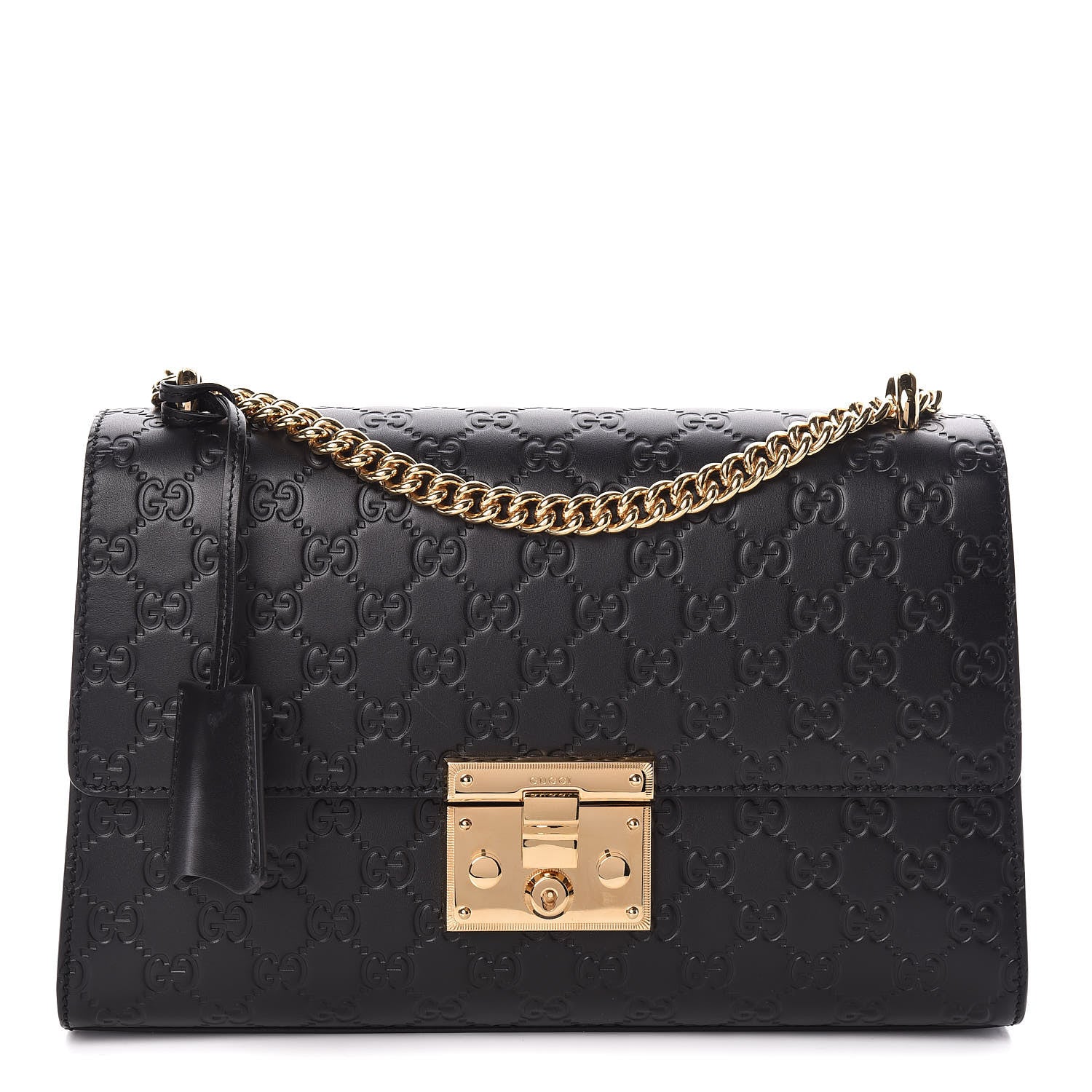 Gucci Guccissima Medium Padlock Shoulder Bag Black 1 of 7