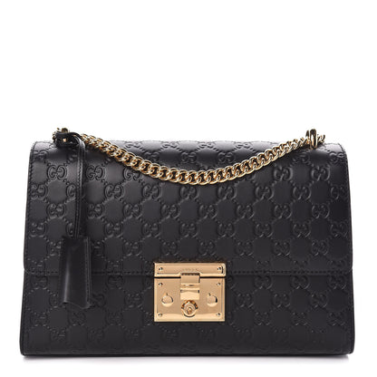 Gucci Guccissima Medium Padlock Shoulder Bag Black 1 of 7